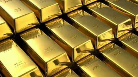 Moving stacks of gold bars Stock Footage 10685446