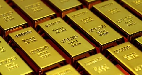 Moving stacks of gold bars in vault Vídeos de archivo 253638372