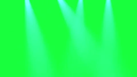 Moving Stage Spotlights Green Screen — Multiple Cyan Blue Light Beams Sweeping Stock Footage 335580677
