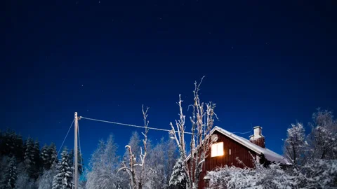 Moving stars and clouds over rural Swedish house Stock Footage 151262968