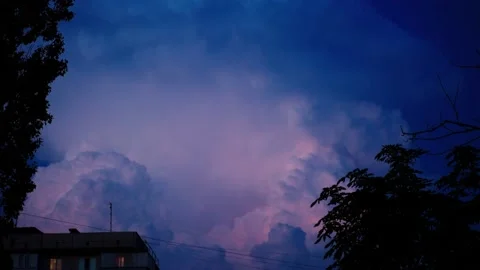 Moving storm cloud at night with flashes of lightning. Stock Footage 201631875