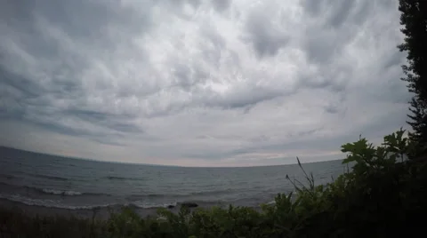 Moving Storm Clouds Over Water – Panning Time Lapse Stock Footage 67481288