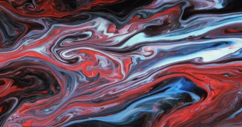 Moving streams of red paint with blue streaks on a dark abstract background, scr Stock Footage 240234459