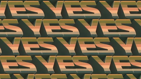 Moving striped texture of words YES. Modern seamless loop animation 3d render HD Stock Footage 155955890