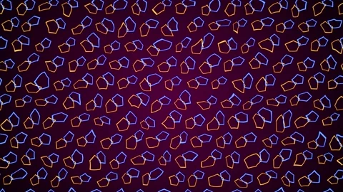 Moving stroked outlined pentagon polygon ring forms with geometric glows and Stock Footage 328399261
