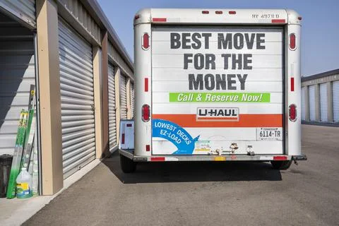 Moving stuff with a uhaul trailer Stock Photos