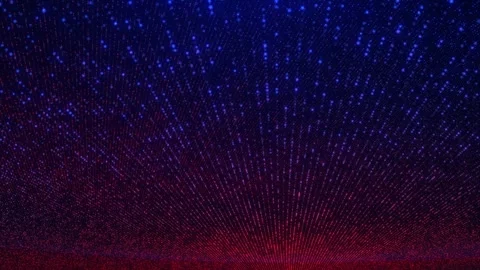 Moving surface of bright neon particles. Sparkling and glowing dots Stock Footage 259883295