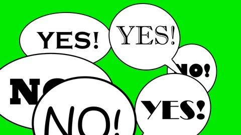 Moving talking balloons  with the words of yes/no . Video stock 106947869