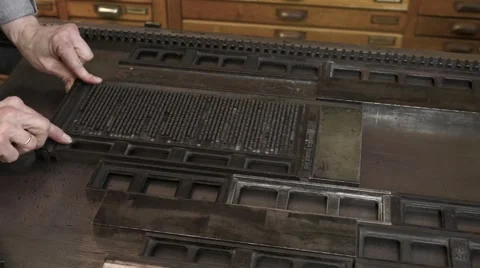 Moving text block to printing press Stock Footage 59185098