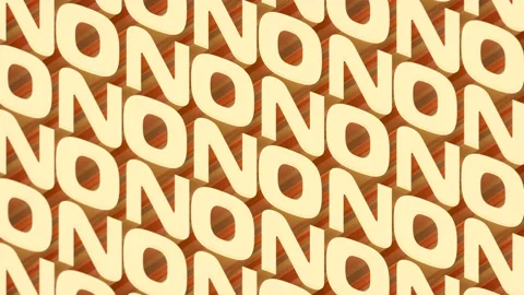 Moving texture words NO. Striped pattern on the sides. 3d render loop animation Stock Footage 147595580