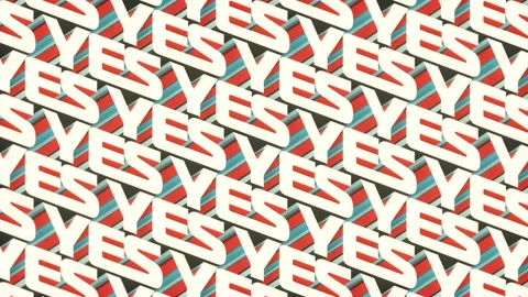 Moving texture words YES with striped pattern on sides. 3d render loop animation Stock Footage 157537026