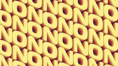 Moving texture of yellow words NO with colored stripes loop animation. 3d render Stock Footage 146524468