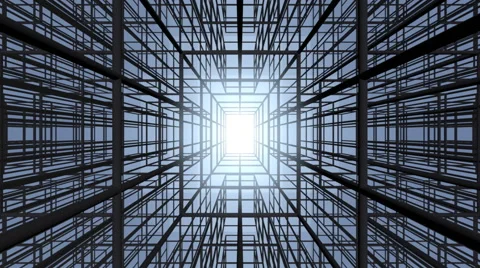 Moving through abstract construction structure and far light illumination Vídeo Stock 46362539