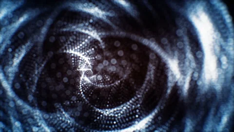 Moving Through the Abstract Glittering Particles Shape with DOF Blur Stock-Footage 102508745
