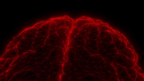 Moving Through Abstract Red Shapes and Lines Revealing Holographic Brain on Stock Footage 319001512