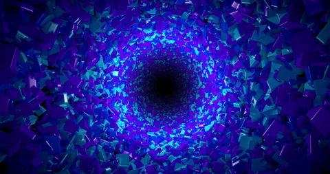 Moving through an abstract tunnel made from blue boxes, looping animation Stock Footage 106767651