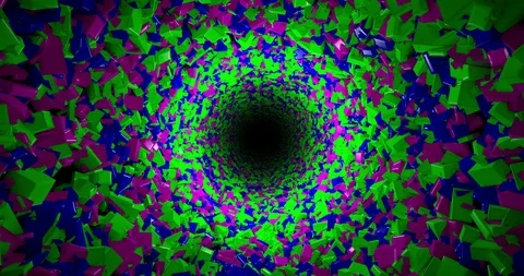 Moving through an abstract tunnel made from boxes, looping animation Stock Footage 107086256