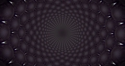 Moving through an abstract tunnel made from reflective spheres Stock Footage 117576485