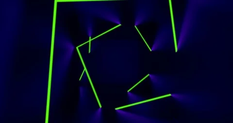 Moving through an abstract tunnel made from neon tubes, looping animation Stock Footage 121114016