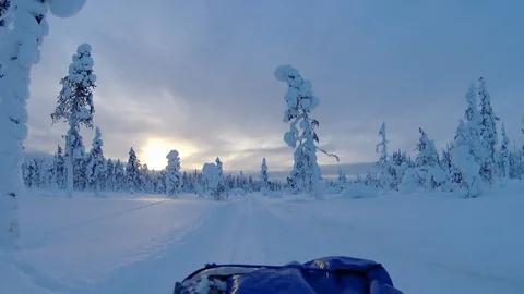 Moving through a beautiful winter snowy landscape Stock Footage 98497530