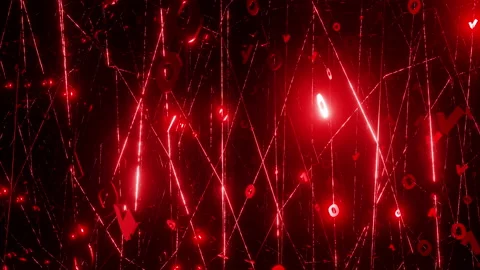 Moving through binary matrix of red flashing ones and zeros. Digital background Stock Footage 238548702