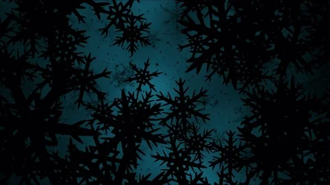 Moving through Black Rotating Snowflake Shapes - Loop Blue Stock Footage 75613073