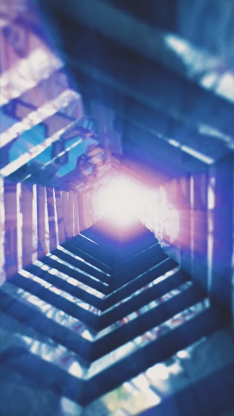 Moving through a blue hexagonal tunnel Stock Footage 322018724