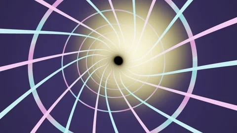 Moving through a colorful tunnel with lines and darkness in the center Stock Footage 337378116
