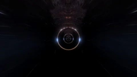 Moving through dark wave tunnel ring light abstract zoom Stock Footage 109072415