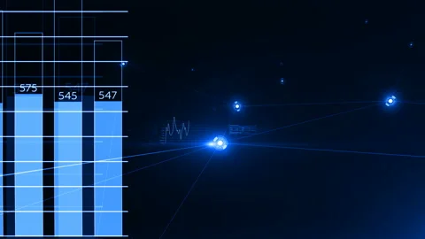 Moving Through the Digital Growing Blue Network and Data Connections. Looped 3d Stock Footage 87992187