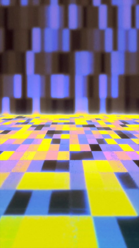 Moving through a digital space with bright squares Stock Footage 320472424