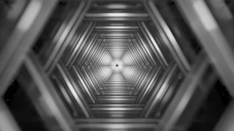 Moving through endless hexagonal tunnel in the outer space Stock Footage 153926013