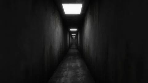 Moving through a gloomy corridor. Seamless loop Stock Footage 264015766