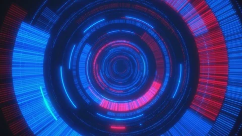 Moving through hyperspace with bright circles in red and blue color. Stock-Footage 119115751