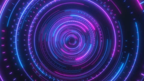 Moving through hyperspace with bright circles in red and blue color. 動画素材 119320518