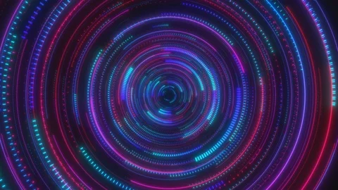 Moving through hyperspace with bright circles in red and blue color. Stock Footage 120246802