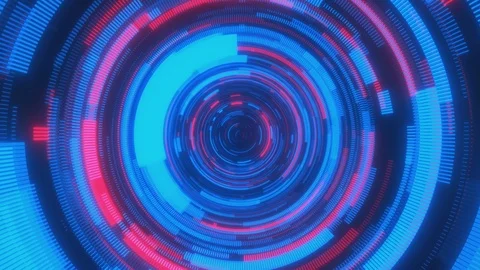 Moving through hyperspace with bright circles in red and blue color. Stock-Footage 120580930