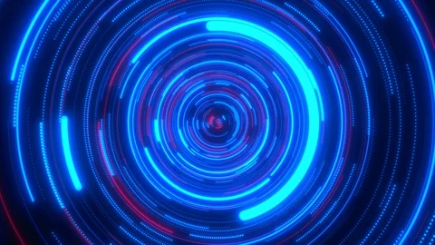 Moving through hyperspace with bright circles in red and blue color. 스톡 동영상 125147886