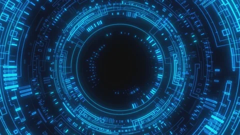 Moving through hyperspace with bright circles in blue color. Stock Footage 125368197