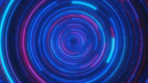 Moving through hyperspace with bright circles in red and blue color. Stock Footage 126281749