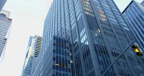 Moving Through Impressive Skyscrapers In Incredible Manhattan NYC From A Car  Stock Footage 112585380