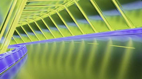 Moving through never ending neon tunnel, abstract 3d background. Design. Bending Stock Illustration
