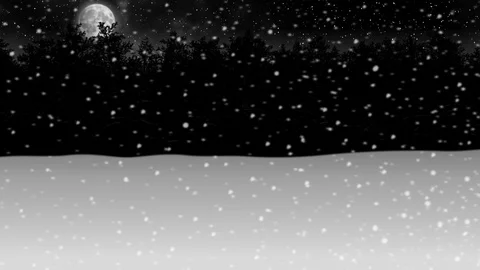 Moving through night winter snow forest animation Stock Footage 99141657