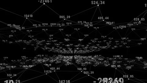 Moving Through the Numbers and Grids. Lines and Dots. Abstract Network 3d 動画素材 85186591