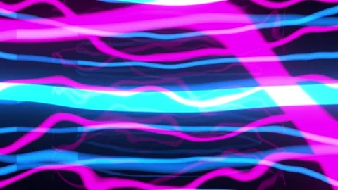 Moving through pink and blue glowing and distorting lines Stock Footage 320620203