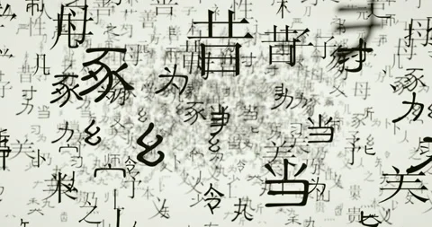 Moving through random Chinese character parts without actual meanings Stock Footage 135652956