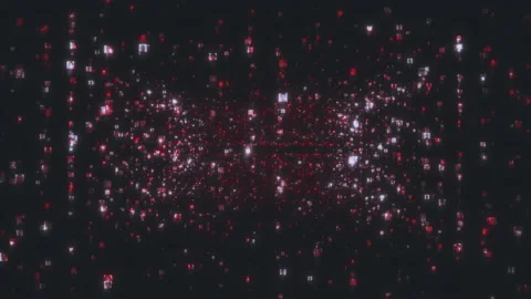 Moving through the searching stream of human portraits linked by red colored Stock Footage 134343014