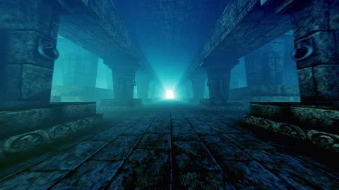 Moving through a stone dungeon. Stock Footage 321891903