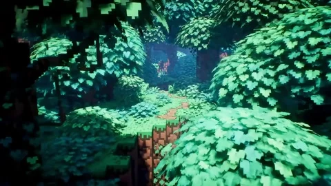 Moving Through Stylized Green Forest Trees Point of View Stock Footage 313324250