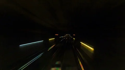 Moving through subway tunnel timelapse in Paris 스톡 동영상 80713019